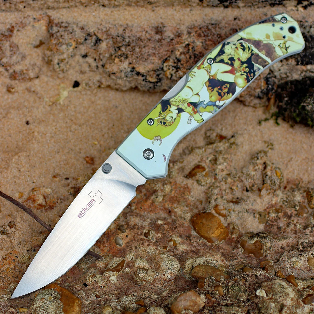 Boker Plus 01BO652 Titan Frazetta, 3.7" 440C Plain Drop Point Blade, Aluminum Handle 3 Boker Plus 01BO652 Titan Frazetta, 3.7" 440C Plain Drop Point Blade, Aluminum Handle