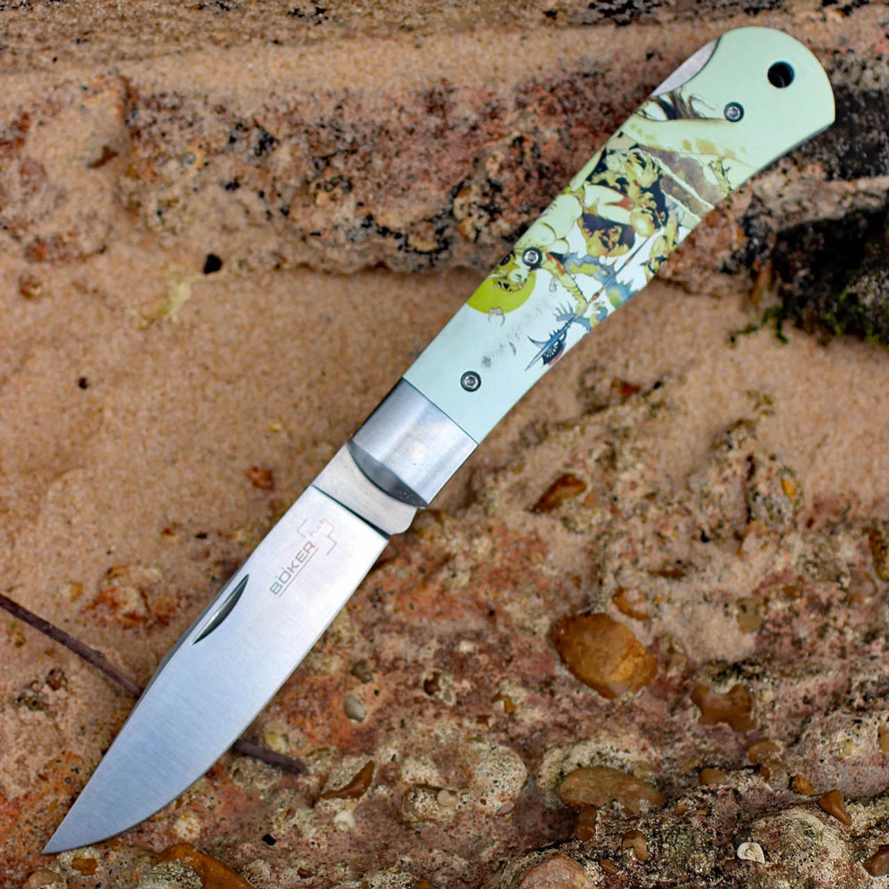 Boker Plus 01BO653 Lockback Frazetta, 3.7" 440C Plain Blade, Aluminum Handle 3 Boker Plus 01BO653 Lockback Frazetta, 3.7" 440C Plain Blade, Aluminum Handle