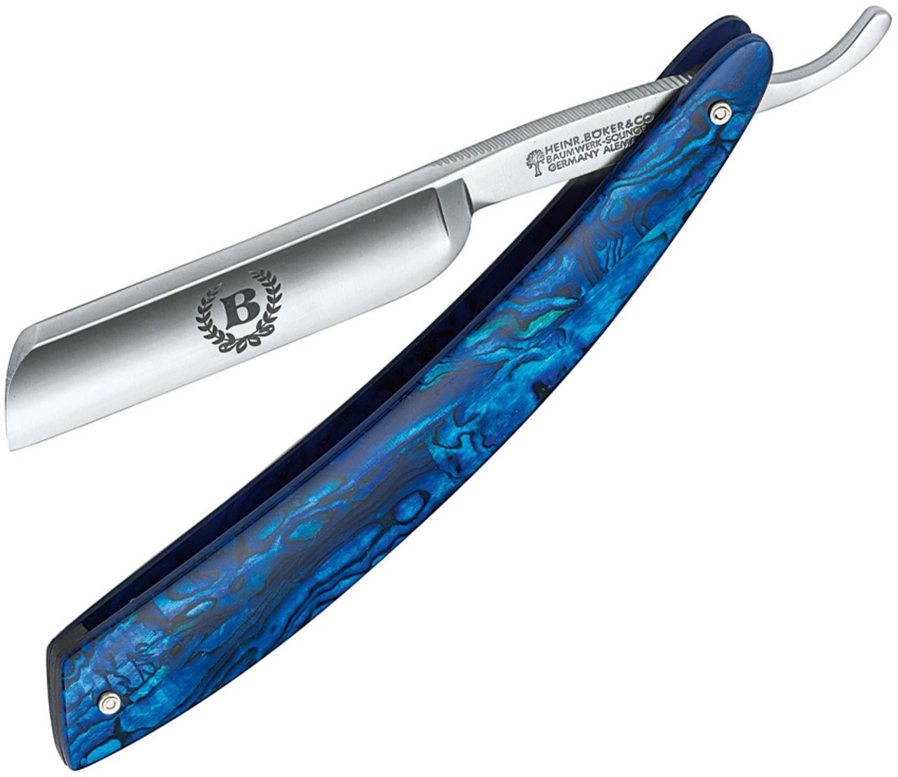 Boker Paua Folding Razor - Blue Paua (3" Carbon Steel) 140554 3 Boker Paua Folding Razor - Blue Paua (3" Carbon Steel) 140554