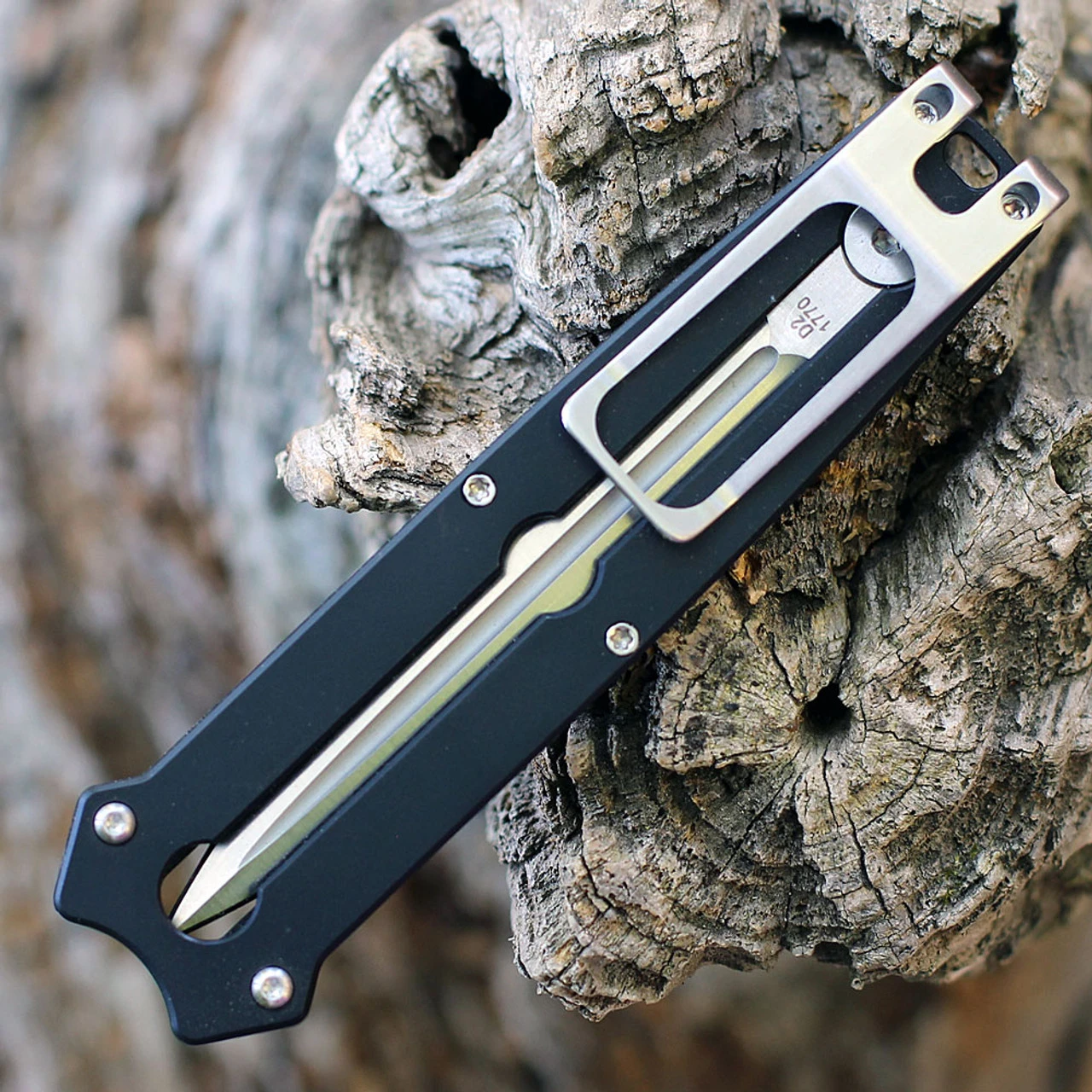 Boker Plus Slike Manual OTF - Black G-10 (3" D2 Satin Dagger) 01BO411 6 Boker Plus Slike Manual OTF - Black G-10 (3" D2 Satin Dagger) 01BO411 - Image 4