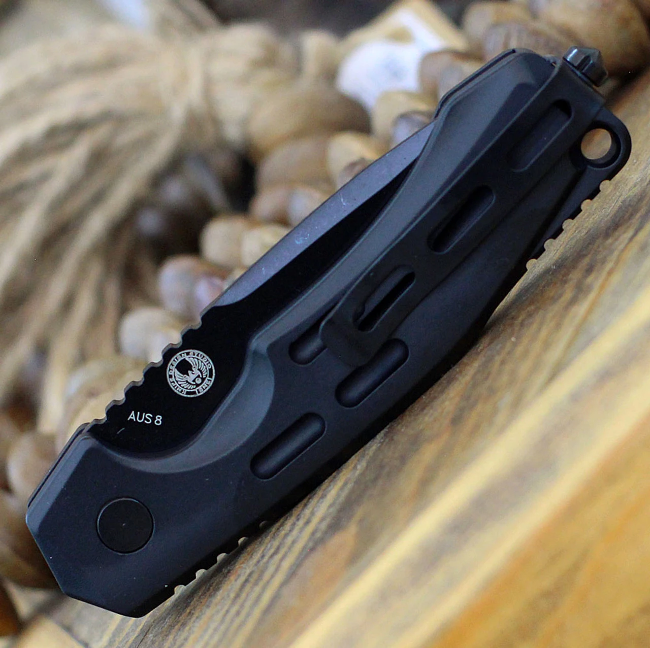 Boker Plus Thunder Storm Button Lock 01BO795N, 2.95" AUS-8 Stonewashed Plain Blade, Black Aluminum Handle 5 Boker Plus Thunder Storm Button Lock 01BO795N, 2.95" AUS-8 Stonewashed Plain Blade, Black Aluminum Handle - Image 3