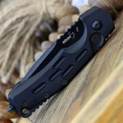 Boker Plus Thunder Storm Button Lock 01BO795N, 2.95" AUS-8 Stonewashed Plain Blade, Black Aluminum Handle 9 Boker Plus Thunder Storm Button Lock 01BO795N, 2.95" AUS-8 Stonewashed Plain Blade, Black Aluminum Handle -Knife Craft Shop BOP01BO795N.3 33618.1646839456