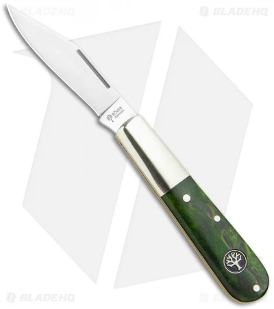 Boker Barlow Pocket Knife Green Curly Birch Wood (3.3" Satin) 118941 3 Boker Barlow Pocket Knife Green Curly Birch Wood (3.3" Satin) 118941