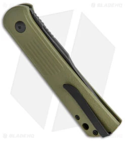 Boker Lundquist Alluvial Automatic Knife OD Green (3" Black SW) -Knife Craft Shop Boker Lundquist Alluvial Auto OD Green Aluminum Black SW BHQ 125069 jr side