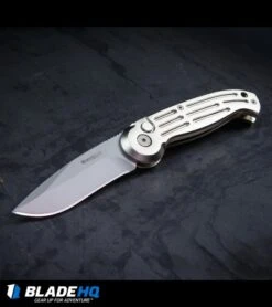 Boker Magnum Drop Point Automatic Knife Champagne (3.25" Bead Blast) 01BO007 -Knife Craft Shop Boker Magnum Champagne Automatic Knife Bead Blast Plain BP0065 kp