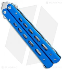 Boker Plus Balisong Trainer Butterfly Knife Blue G-10 (4" Satin) 01BO713 -Knife Craft Shop Boker Plus Balisong Trainer Blue Holes G 10 Satin 01BO713SOI BHQ 99634 jr spine