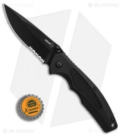 Boker Plus Gemini NGA Spring Assisted Knife Black Polymer (3.18" Black Serr) -Knife Craft Shop Boker Plus Gemini NGA Black black serr BHQ 80765 er bottlecap