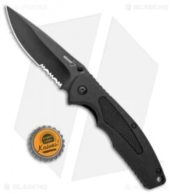Boker Plus Gemini NGA Spring Assisted Knife Black (3.5" Black Serr) 01BO503 -Knife Craft Shop Boker Plus Gemini NGA SA Black Black Serr 01BO503 BHQ 105723 jr bottlecap