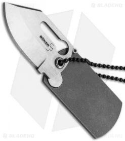 Boker Plus Kubasek KTK Dog Tag Knife Titanium W/ Chain (1.75" Satin)