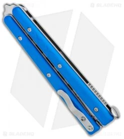 Boker Plus Mini Balisong Trainer Blue G-10 (3.25" Satin) 01BO716SOI -Knife Craft Shop Boker Plus Mini Balisong Trainer Blue G 10 Satin 01BO716SOI BHQ 99640 jr side