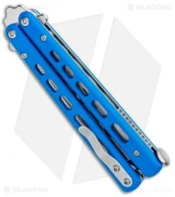 Boker Plus Mini Balisong Trainer Blue G-10 (3.25" Satin) 01BO715SOI 9 Boker Plus Mini Balisong Trainer Blue G-10 (3.25" Satin) 01BO715SOI -Knife Craft Shop Boker Plus Mini Balisong Trainer Blue Holes G 10 Satin 01BO715SOI BHQ 99636 jr side