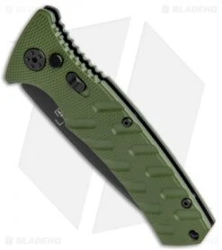 Boker Plus Strike Drop Point Automatic Knife OD Green (3.25" Black D2) 7 Boker Plus Strike Drop Point Automatic Knife OD Green (3.25" Black D2) -Knife Craft Shop Boker Plus Strike DP Auto OD Green Black BHQ 97033 jr spine