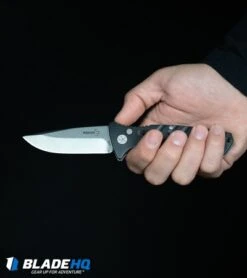 Boker Plus Strike Drop Point Automatic Knife Coyote Brown (3.25" Black SW) -Knife Craft Shop Boker Plus Strike Drop Point Automatic Knife Stonewash 01BO400N BHQ 32040 kp in hand web 2