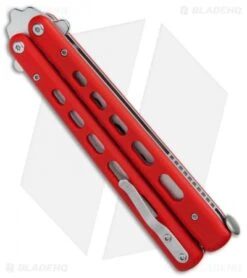 Boker Plus Balisong Trainer Butterfly Knife Red G-10 (4" Satin) 01BO712 -Knife Craft Shop Boker Plus balisong trainer red G10 satin BHQ 76461 er side