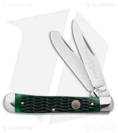 Boker Trapper Traditional Pocket Knife Jigged Green Bone (Polish D2) 3 Boker Trapper Traditional Pocket Knife Jigged Green Bone (Polish D2)
