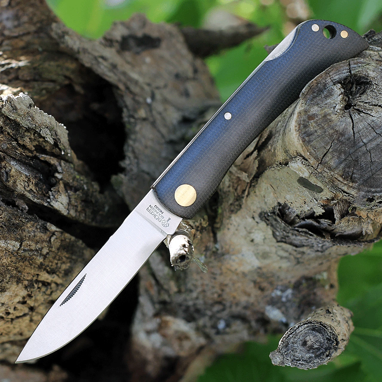 Boker Solingen Rangebuster 111914, 3.03" Bohler N690 Steel Satin Plain Blade, Green Linen Micarta Handles 3 Boker Solingen Rangebuster 111914, 3.03" Bohler N690 Steel Satin Plain Blade, Green Linen Micarta Handles