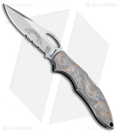 Boker Cinch Fastback III Pocket Knife 24k Gold Inlay (3.0" Serrated) 01CI091EG 3 Boker Cinch Fastback III Pocket Knife 24k Gold Inlay (3.0" Serrated) 01CI091EG
