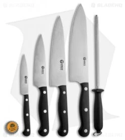 Boker Arbolito 6-Piece Kitchen Knife Set Black W/ Wooden Block -Knife Craft Shop boker kitchen knives 5 piece set with block BHQ 4157 jr bottlecap