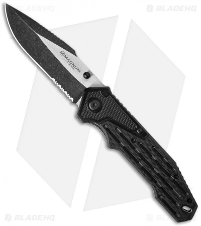 Boker Magnum Pocket Folding Knife Black G-10 (3.375" Two-Tone Serr) 01RY223 3 Boker Magnum Pocket Folding Knife Black G-10 (3.375" Two-Tone Serr) 01RY223