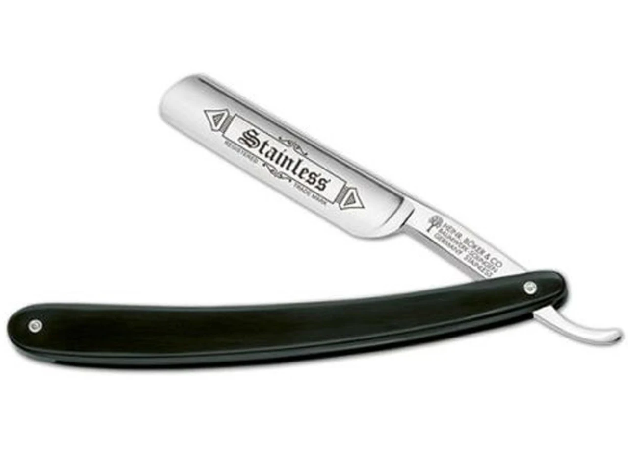Boker Straight Razor, Stainless Steel Black Handle 3 Boker Straight Razor, Stainless Steel Black Handle