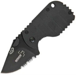 Boker Plus SUBCOM F Folder, Black Blade , Part Serrated